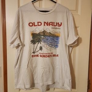 Old Navy Soft Washed Beige Hawaii Print Short Sleeve T Shirt Mens Size XXL 02/25